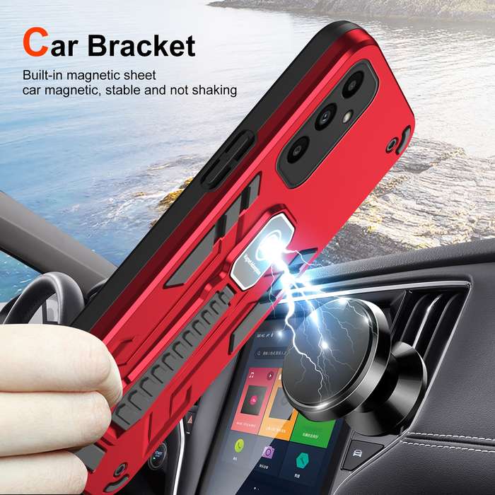 For Samsung Galaxy A15 Shockproof Holder Phone Case(Red)