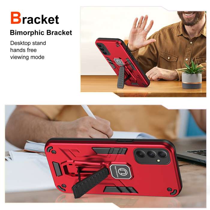 For Samsung Galaxy A34 5G Shockproof Holder Phone Case(Red)