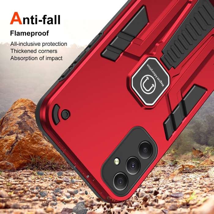 For Samsung Galaxy A34 5G Shockproof Holder Phone Case(Red)