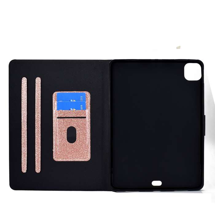 For iPad Pro 11 2024 Varnish Glitter Powder Smart Leather Tablet Case(Rose Gold)