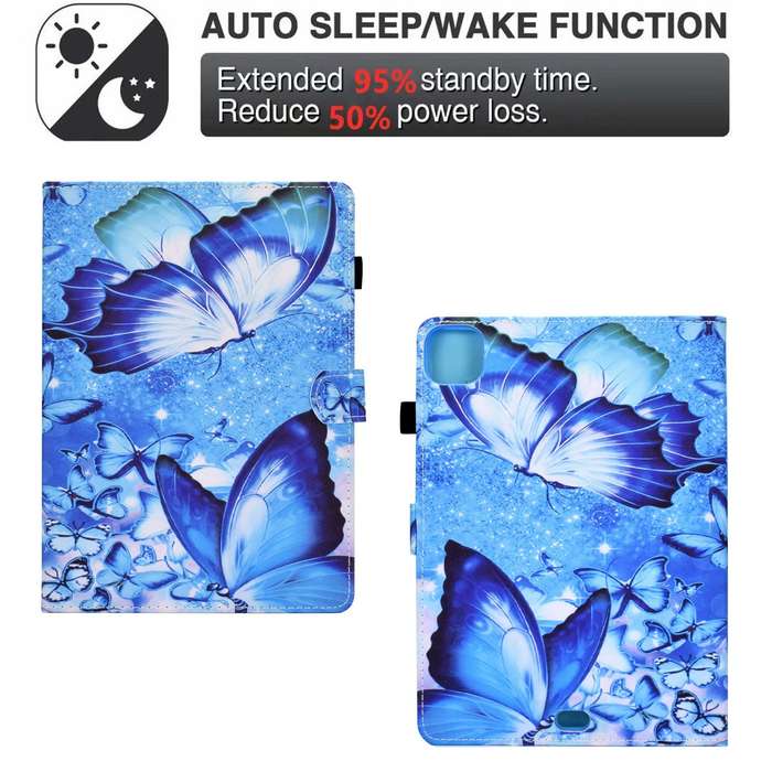 For iPad Pro 11 2024 Painted Stitching Smart Leather Tablet Case(Butterflies)