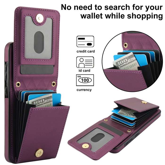 For Samsung Galaxy S24+ 5G YM015 Crossbody Rhombic Card Bag RFID Phone Case(Dark Purple)