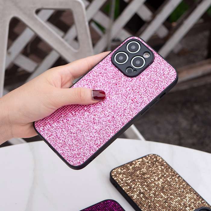 For iPhone 15 Pro Max Glitter Powder TPU Hybrid PC Phone Case(Pink)