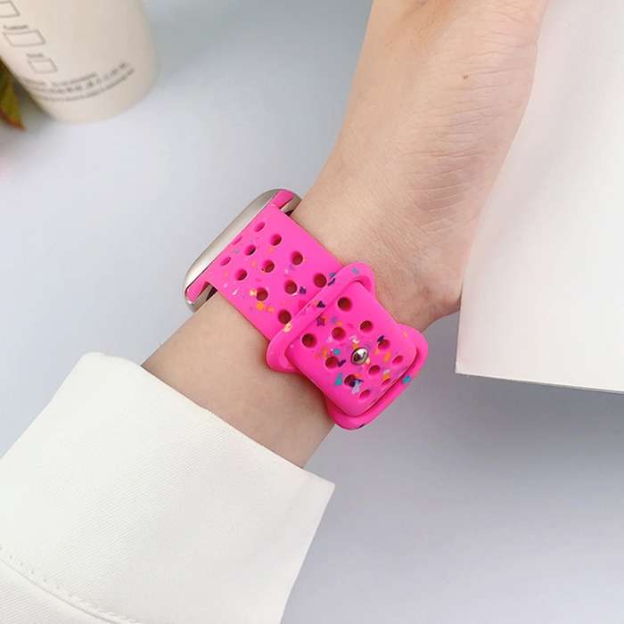 For Apple Watch Series 2 42mm Hole Style Butterfly Buckle Camouflage Silicone Watch Band(Starli