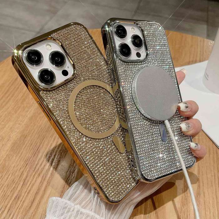 For iPhone 11 Diamonds Plated Magsafe Phone Case(Pink)