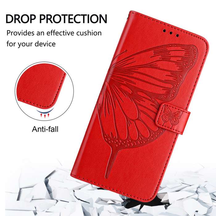 For vivo Y27 4G Global Embossed Butterfly Leather Phone Case(Red)