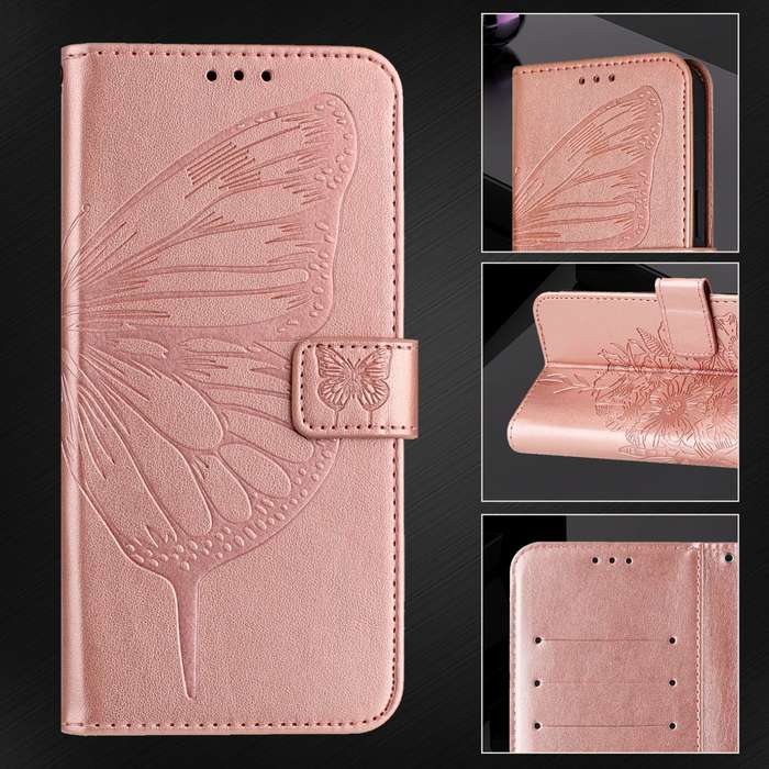 For vivo X100 Pro Embossed Butterfly Leather Phone Case(Rose Gold)