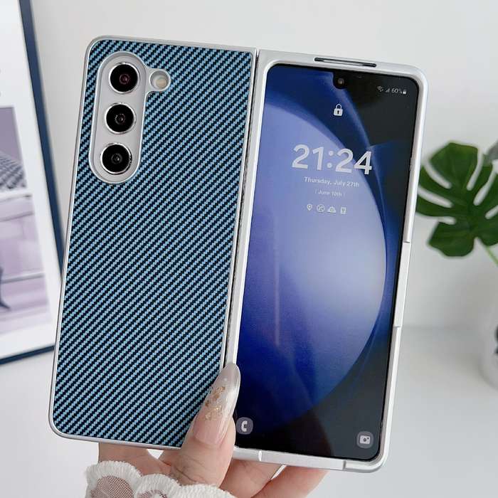 For Samsung Galaxy Z Fold6 Kevlar Carbon Fiber Ultra-thin Shockproof Phone Case(Blue)