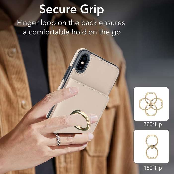 For iPhone XR RFID Anti-theft Card Ring Holder Phone Case(White)