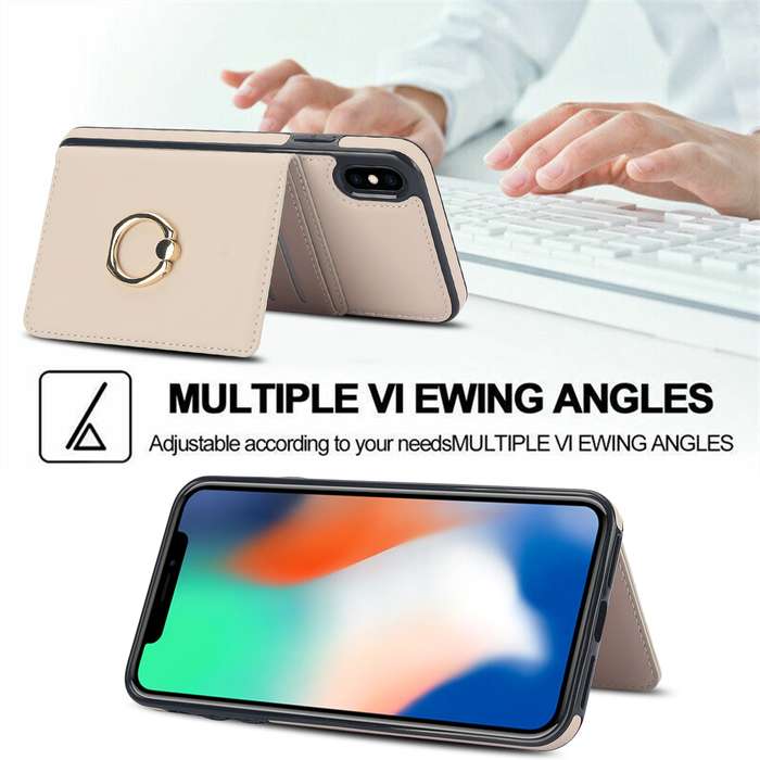 For iPhone XR RFID Anti-theft Card Ring Holder Phone Case(White)
