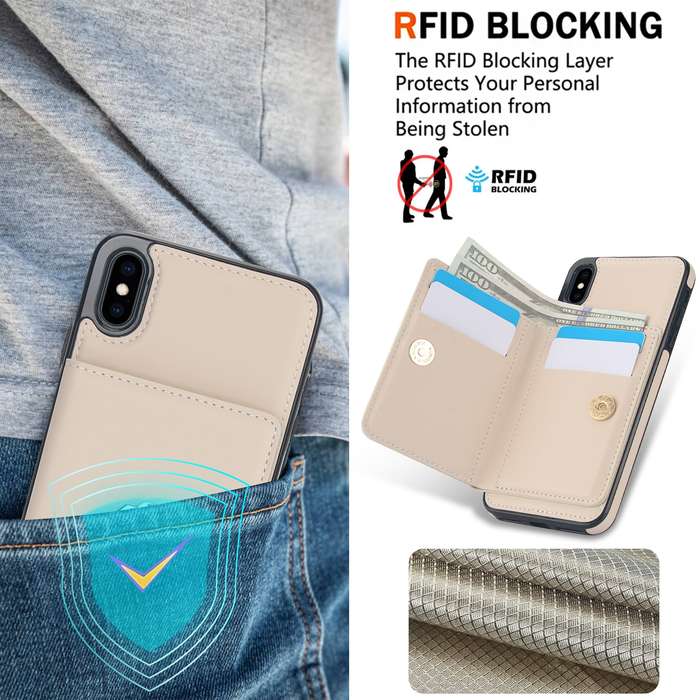 For iPhone XR RFID Anti-theft Card Ring Holder Phone Case(White)