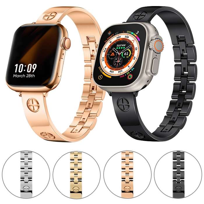 For Apple Watch Series 2 38mm Cross Bracelet Stainless Steel Watch Band(Black)