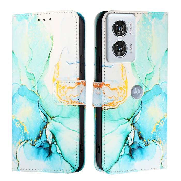 For Motorola Edge 50 Fusion PT003 Marble Pattern Flip Leather Phone Case(Green)