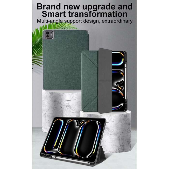 For iPad Air 13 2024 Mutural Multi-fold Smart Leather Tablet Case(Black)