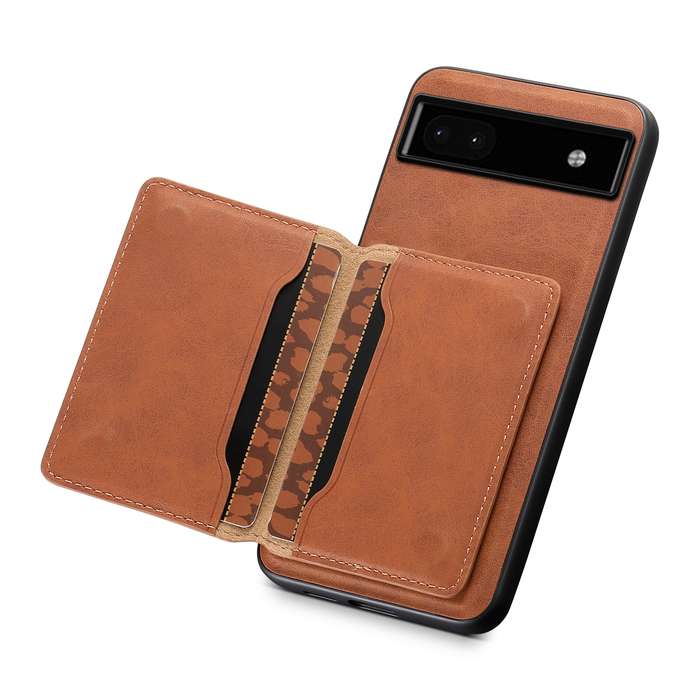 For Google Pixel 6a Denior D13 Retro Texture Leather MagSafe Card Bag Phone Case(Brown)