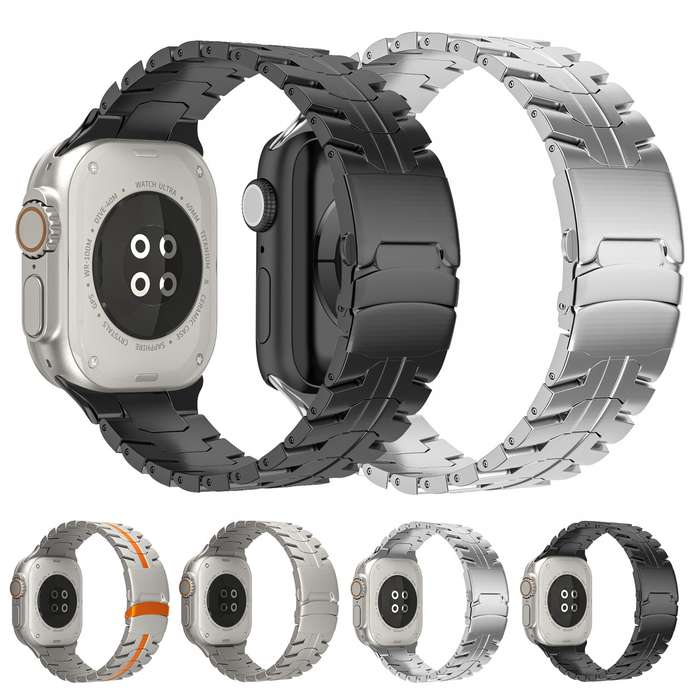 For Apple Watch Series 5 40mm Double Lock Buckle Turtle Titanium Steel Watch Band(Silver)
