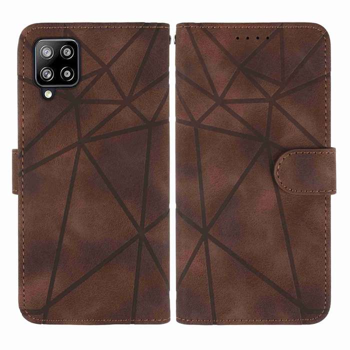For Huawei P40 Lite Skin Feel Geometric Lines Leather Phone Case(Brown)