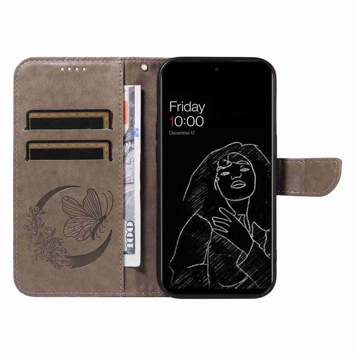 For OnePlus 10T / Ace Pro 5G Swallowtail Butterfly Embossed Leather Phone Case(Grey)
