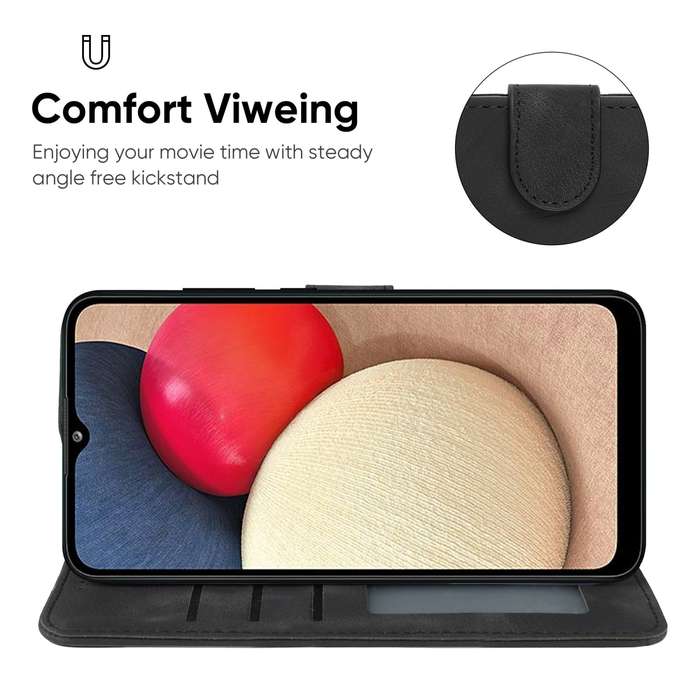 For Samsung Galaxy A02s US Skin Feel Geometric Lines Leather Phone Case(Black)