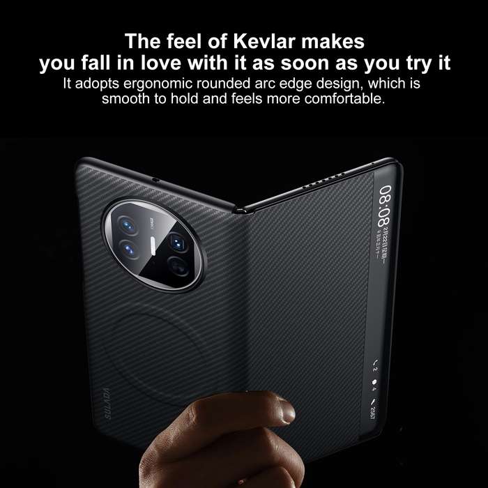 For Huawei Mate X5 SULADA Kevlar 600D Texture Smart Window Leather Phone Case(Brown)