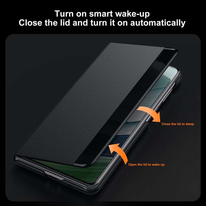For Huawei Mate X5 SULADA Kevlar 600D Texture Smart Window Leather Phone Case(Brown)