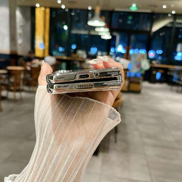 For Samsung Galaxy Z Fold6 Electroplating Frame + Glitter Paper Full Coverage Phone Case(Green)