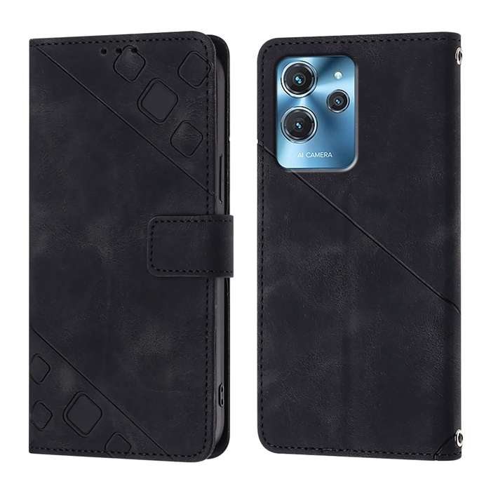 For Oukitel C32 Skin Feel Embossed Leather Phone Case(Black)