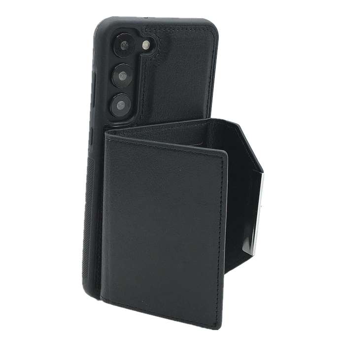 For Samsung Galaxy S22+ 5G Solid Color Metal Buckle Card Slots Bag Phone Case(Black)