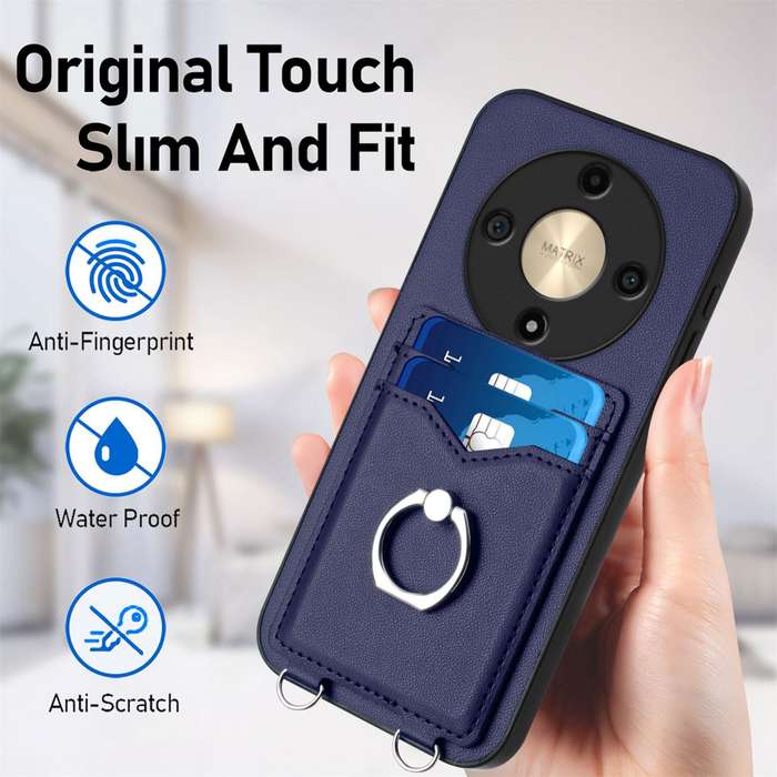 For Honor X9b / Magic6 Lite R20 Ring Card Holder Phone Case(Blue)