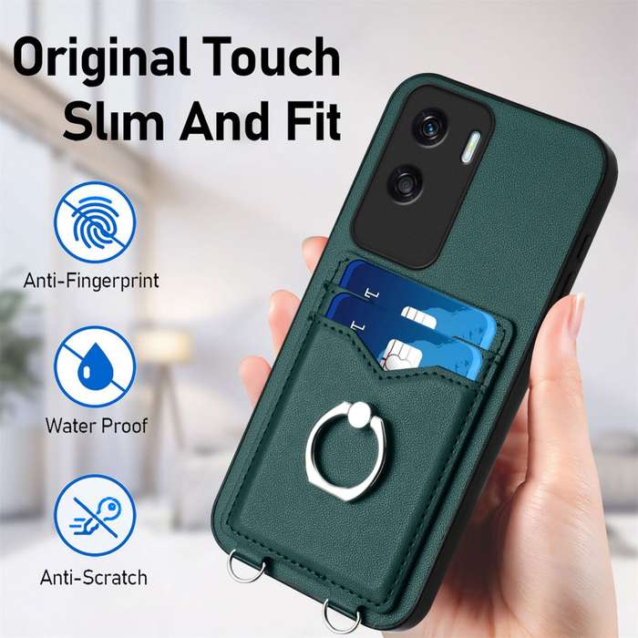 For Honor X50i R20 Ring Card Holder Phone Case(Green)