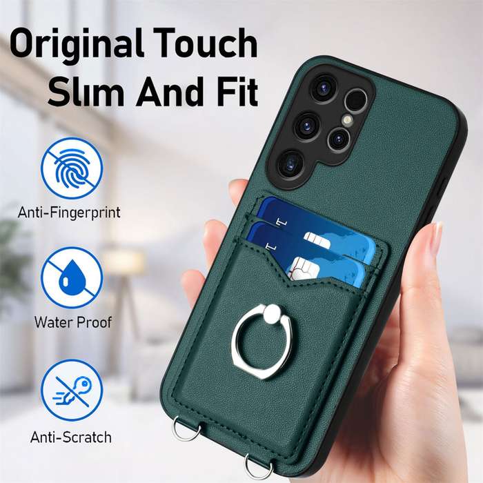 For Samsung Galaxy S23 Ultra 5G R20 Ring Card Holder Phone Case(Green)