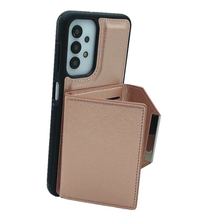 For Samsung Galaxy A14 4G / 5G Solid Color Metal Buckle Card Slots Bag Phone Case(Rose Gold)