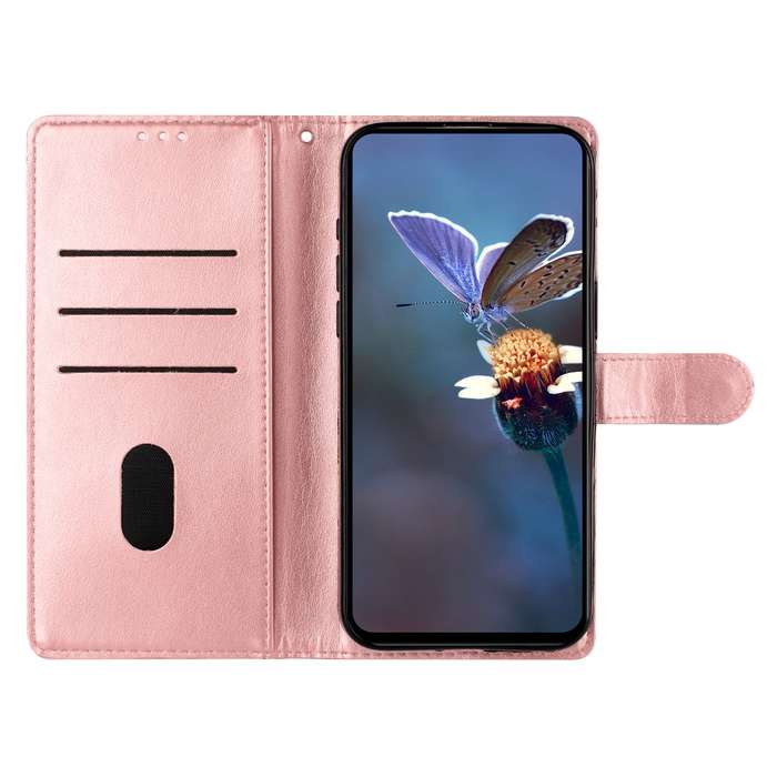 For iPhone 13 mini Cherry Blossom Butterfly Skin Feel Embossed PU Phone Case(Rose Gold)