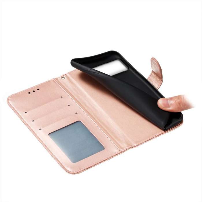 For Google Pixel 8 Lace Flower Embossing Flip Leather Phone Case(Rose Gold)