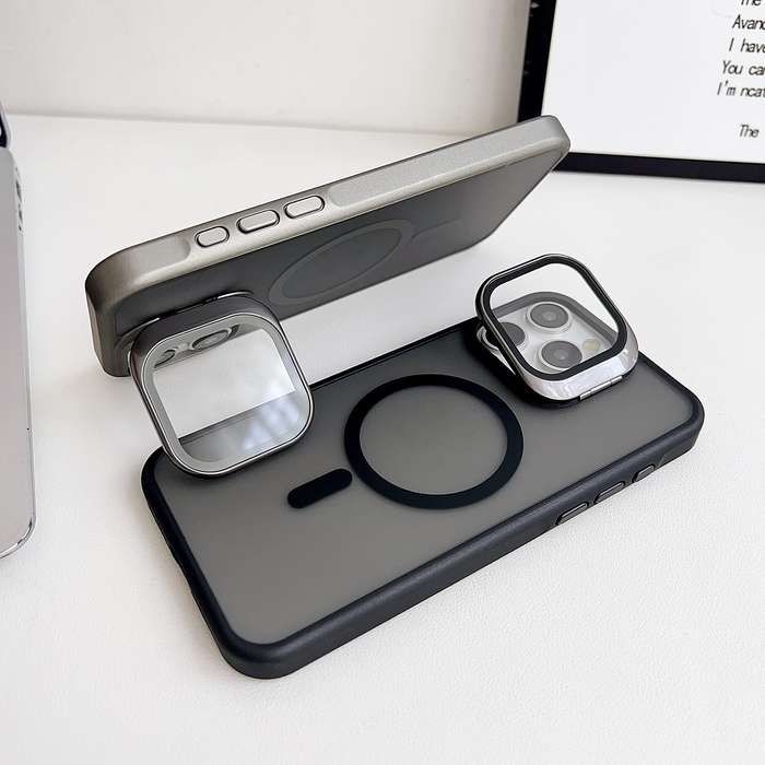 For iPhone 14 Plus J3 Magsafe Frame Bracket Shockproof Phone Case(Black)