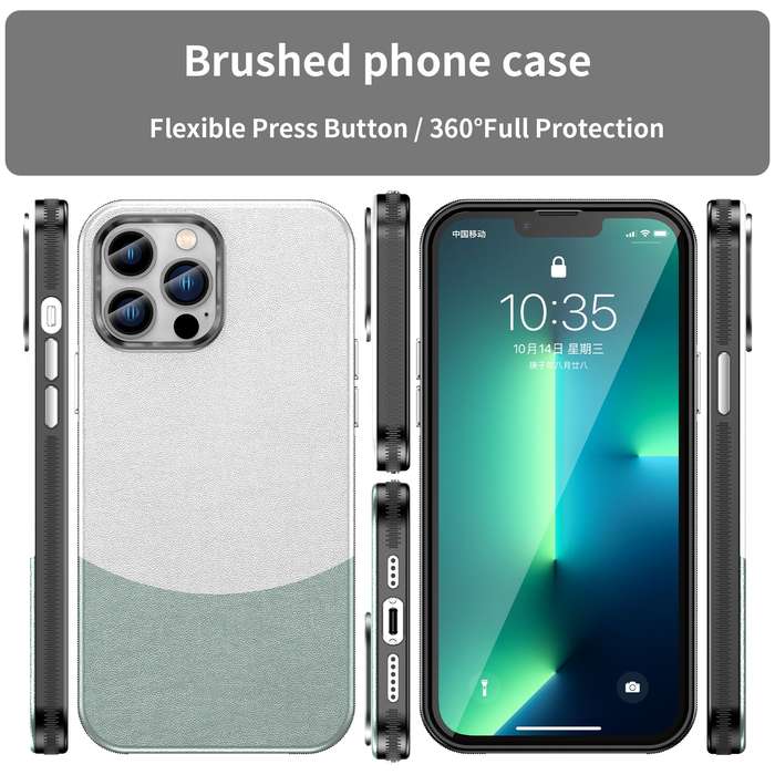 For iPhone 13 Pro Max Leather Texture MagSafe Magnetic TPU + PC Phone Case(Cyan)