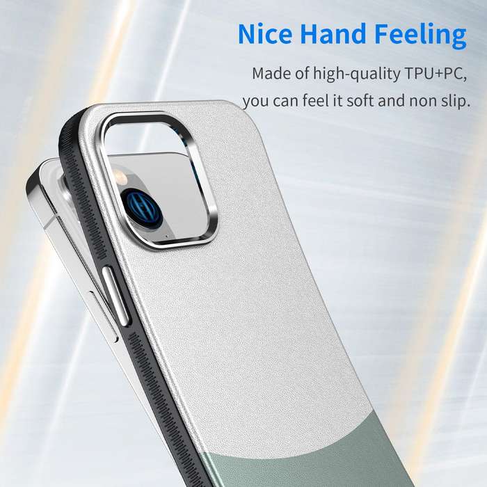 For iPhone 13 Pro Max Leather Texture MagSafe Magnetic TPU + PC Phone Case(Cyan)