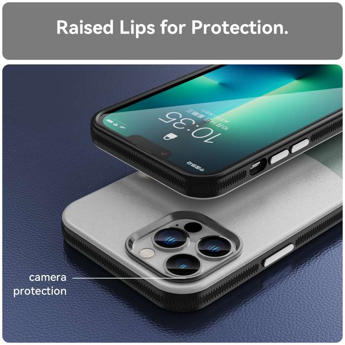 For iPhone 13 Pro Max Leather Texture MagSafe Magnetic TPU + PC Phone Case(Cyan)