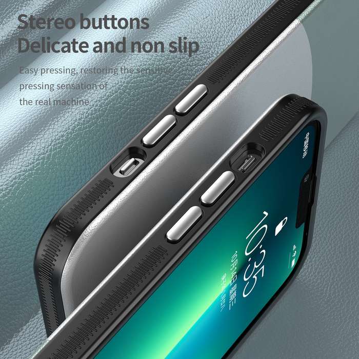 For iPhone 13 Pro Max Leather Texture MagSafe Magnetic TPU + PC Phone Case(Cyan)