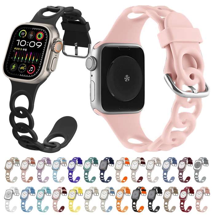 For Apple Watch SE 2023 44mm Donut Hollow Silicone Watch Band(Midnight Blue)