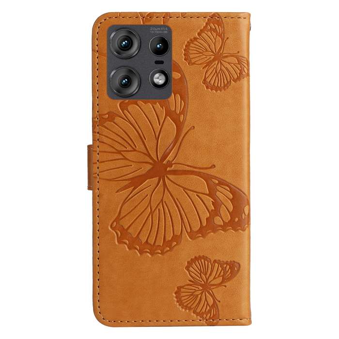 For Motorola Edge 50 Pro 3D Butterfly Embossed Pattern Flip Leather Phone Case(Yellow)