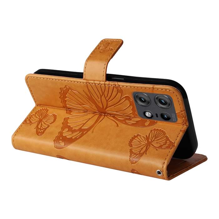 For Motorola Edge 50 Pro 3D Butterfly Embossed Pattern Flip Leather Phone Case(Yellow)