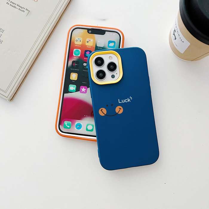 For iPhone 14 Plus Smile Face PC Hybrid TPU Phone Case(Purple)