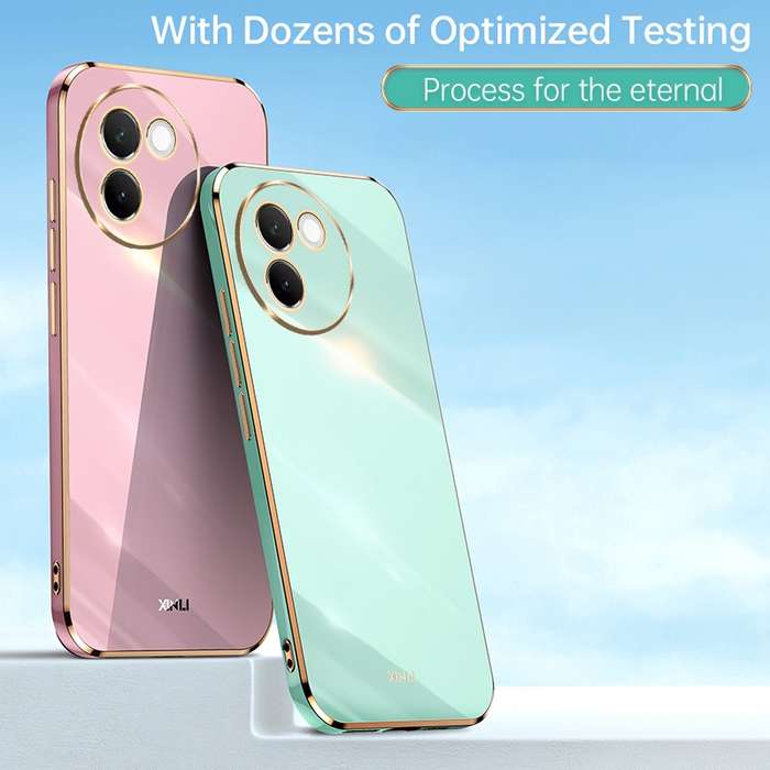 For vivo V30E XINLI Straight 6D Plating Gold Edge TPU Phone Case(Mint Green)