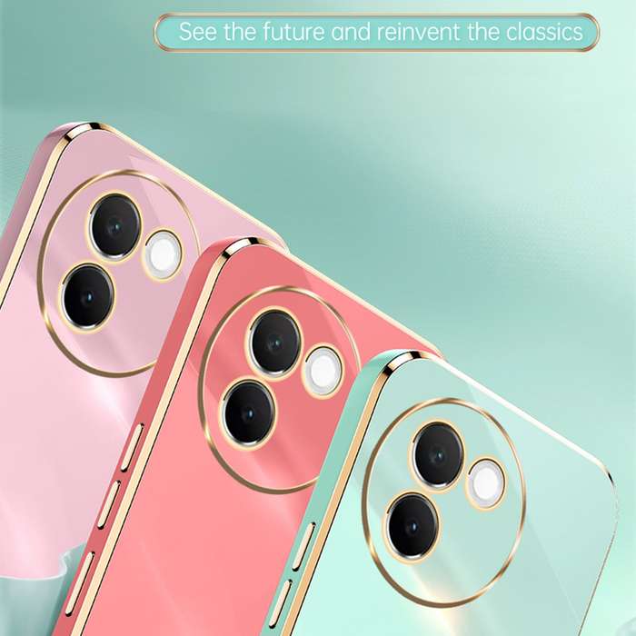 For vivo V30E XINLI Straight 6D Plating Gold Edge TPU Phone Case(Mint Green)