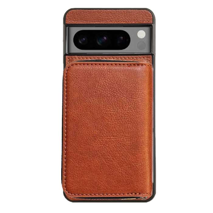 For Google Pixel 9 Pro XL Solid Color Zipper 11-Card Slots Bag Phone Case with Lanyard(Brown)