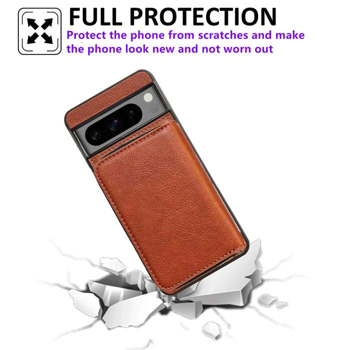 For Google Pixel 9 Pro XL Solid Color Zipper 11-Card Slots Bag Phone Case with Lanyard(Brown)