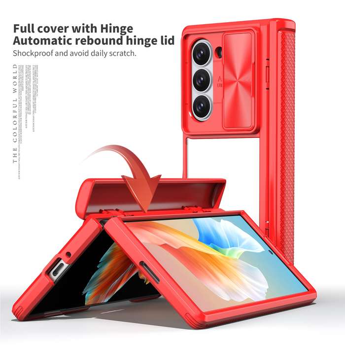 For Samsung Galaxy Z Fold6 5G Transparent Tempered Glass Shockproof Folding Phone Case with Hin