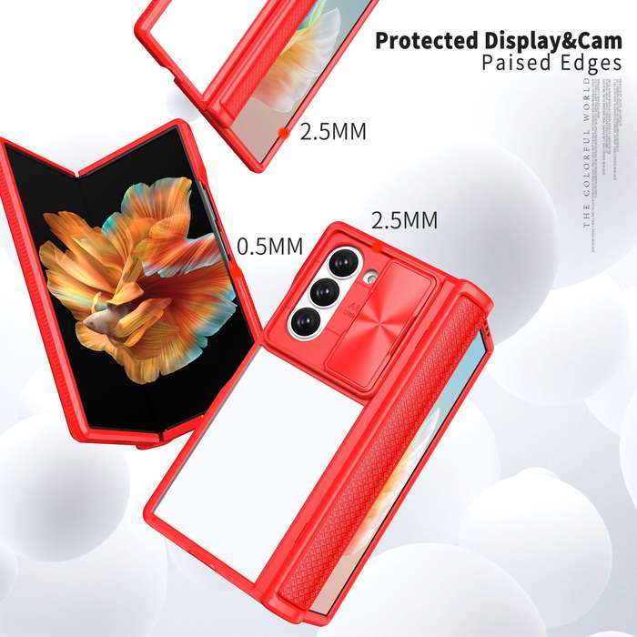 For Samsung Galaxy Z Fold6 5G Transparent Tempered Glass Shockproof Folding Phone Case with Hin