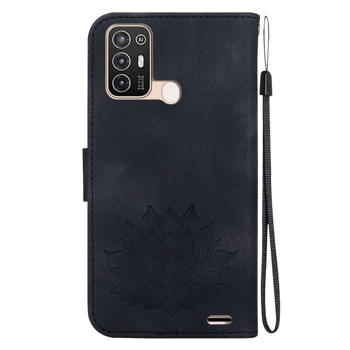 For ZTE Blade A52 Lotus Embossed Leather Phone Case(Black)